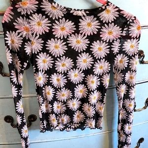 Forever 21 Daisy Mesh Grunge Shirt Sz. Small